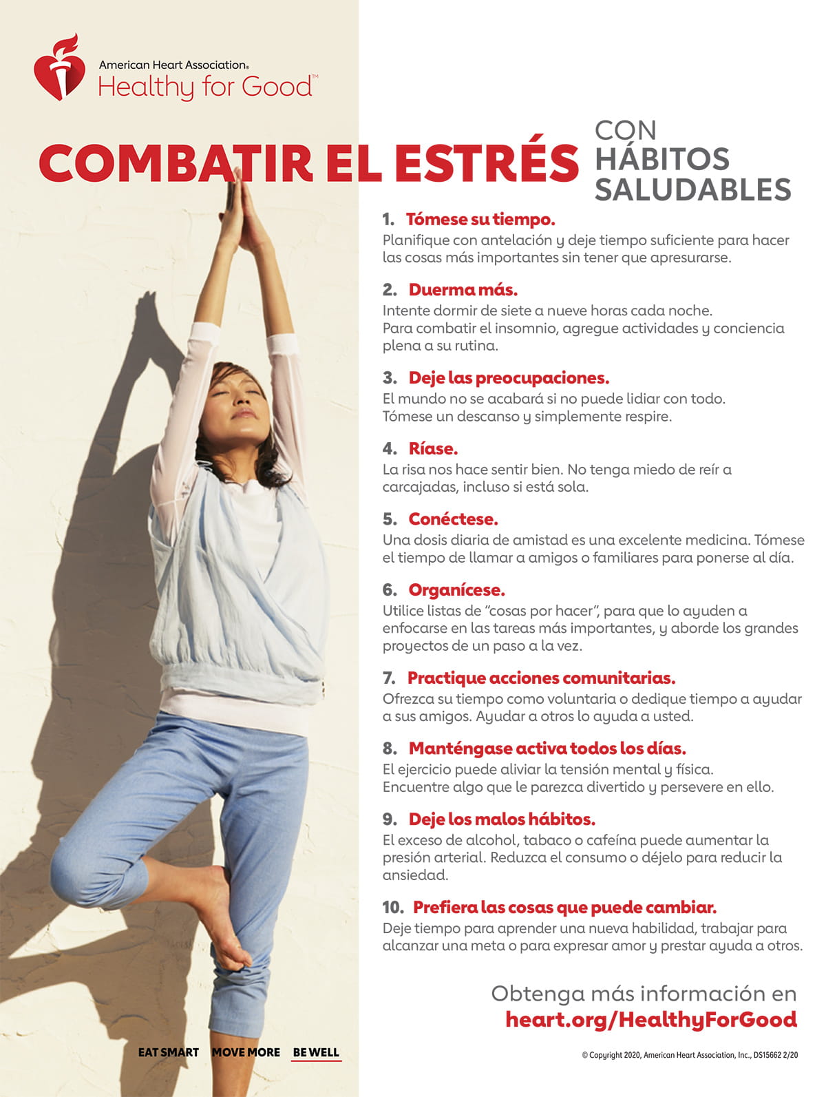 Infografía de Luchar contra el estrés con hábitos saludables en español