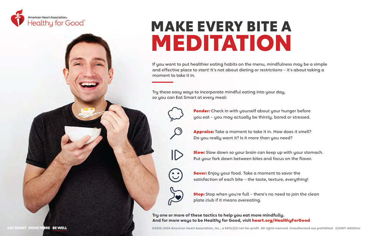 Infografía de meditación sobre alimentación consciente