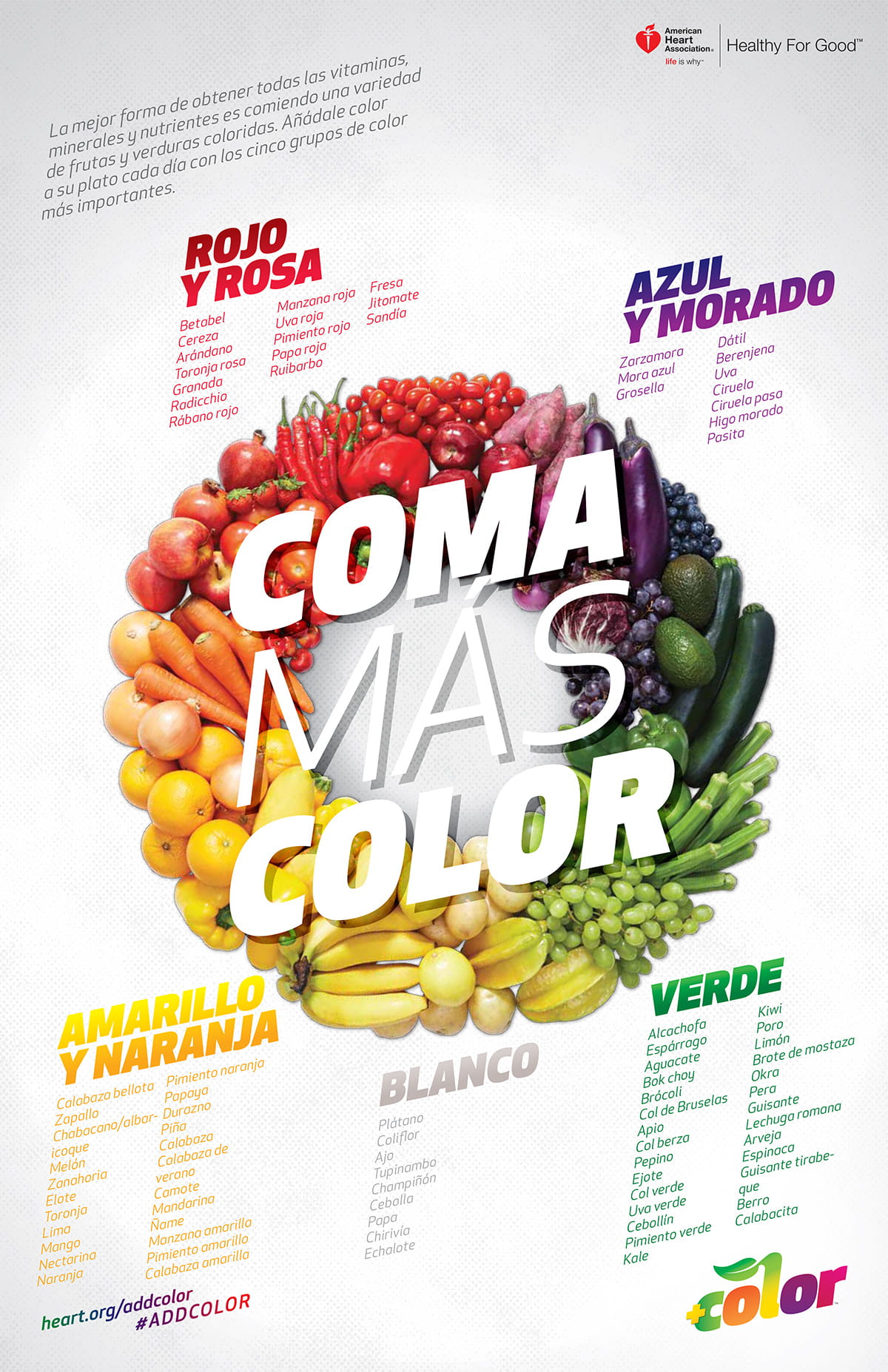 Infografía de Comer con más color, español