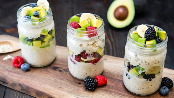 Avena con aguacate y plátano