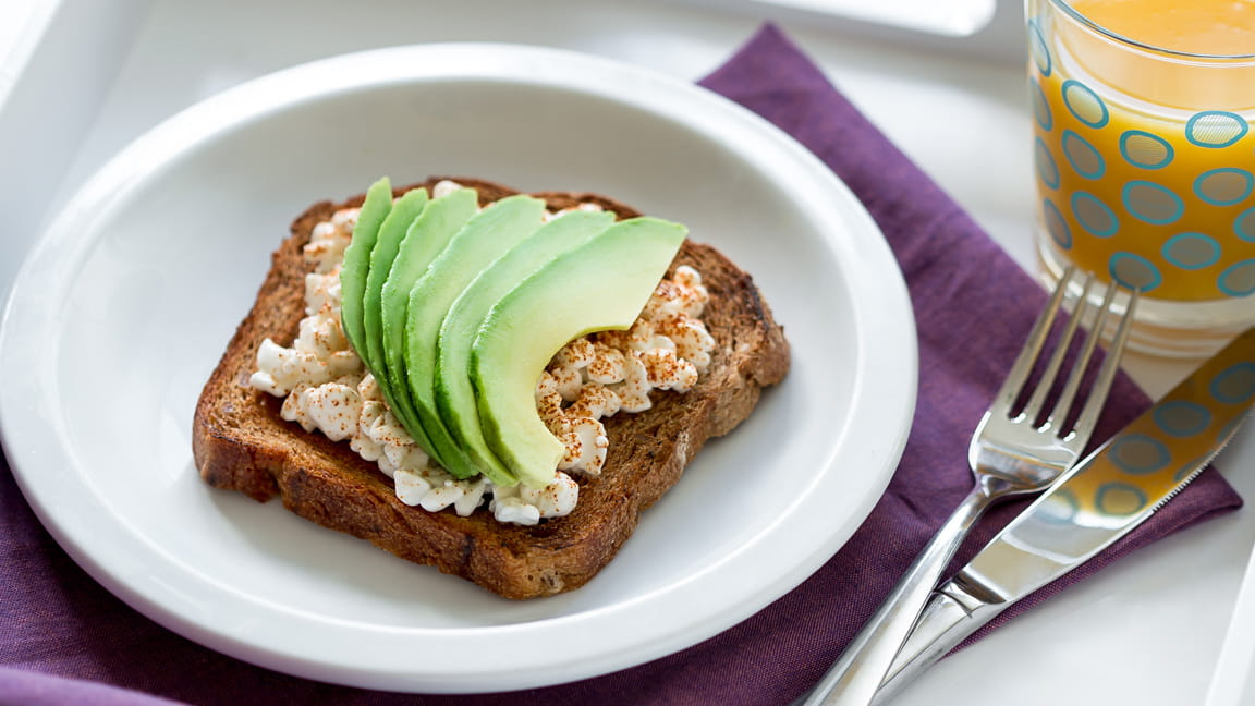Breakfast Toast with Cottage Cheese and Avocado