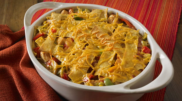 Guiso de pollo King Ranch liviano para niños