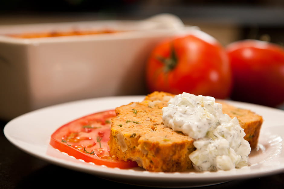 Salmon Loaf with Creamy Cucumber Sauce