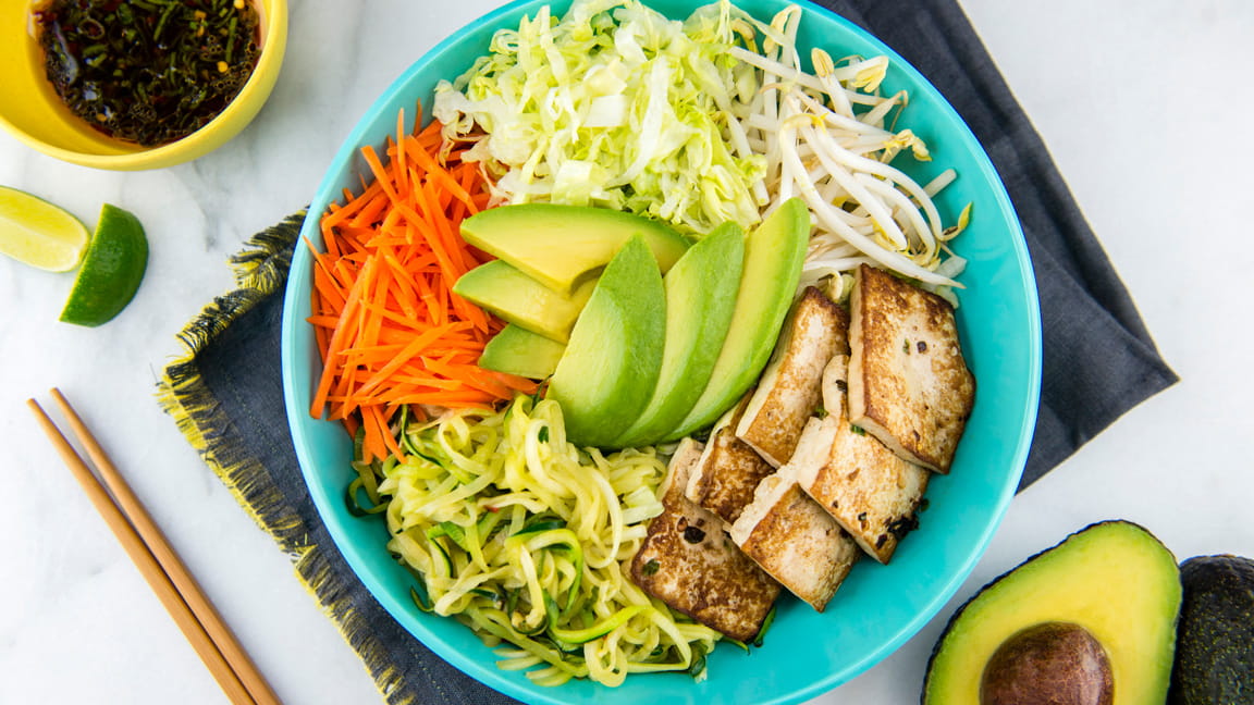 Vietnamese Avocado Zoodle Salad Bowl