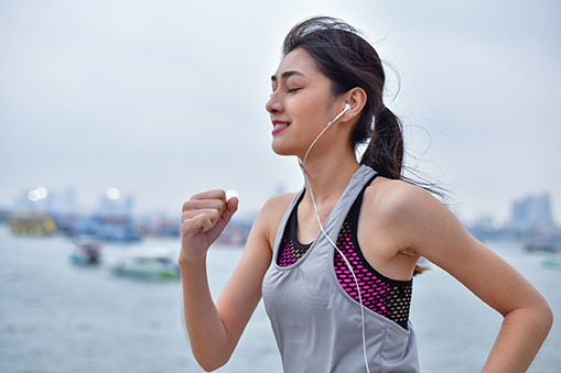 Female jogger with headphones