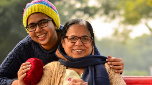 Two people smiling