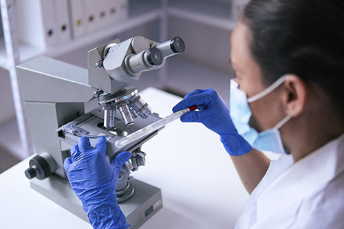 Female Researcher Studying a Sample