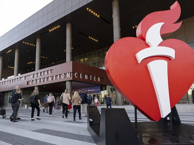The American Heart Association's Heart and Torch logo outside the Ernest N. Morial Convention Center in New Orleans, Nov. 7-10, 2025.