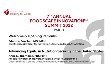 2022 Summit Advancing Equity in Nutrition Security Presentation Video Screenshot