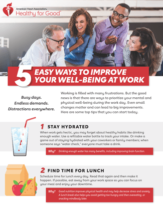 5 Easy Ways to Improve Your Well-Being at Work Infographic