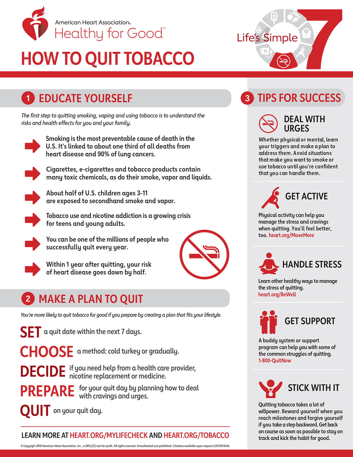 Life's Simple 7: dejar de fumar (infografía)