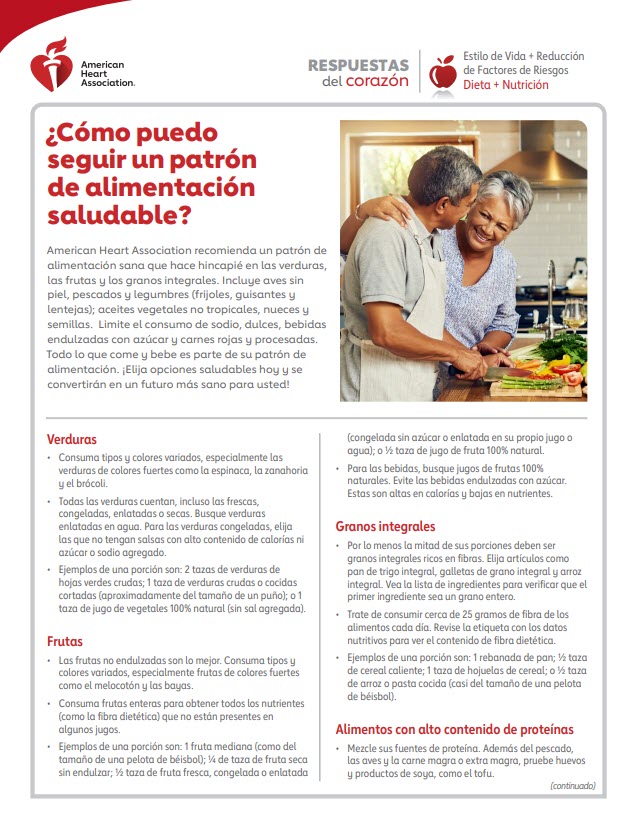 Hoja de Respuestas del corazón “¿Cómo seguir una dieta saludable?” en español