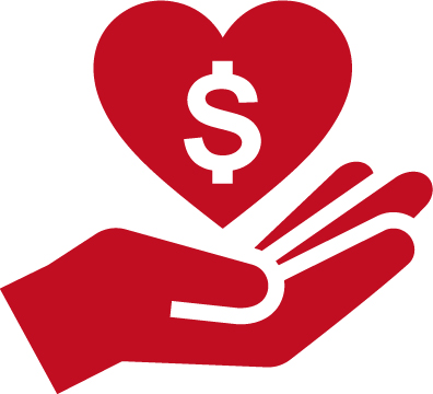 mano sosteniendo un corazón y dinero