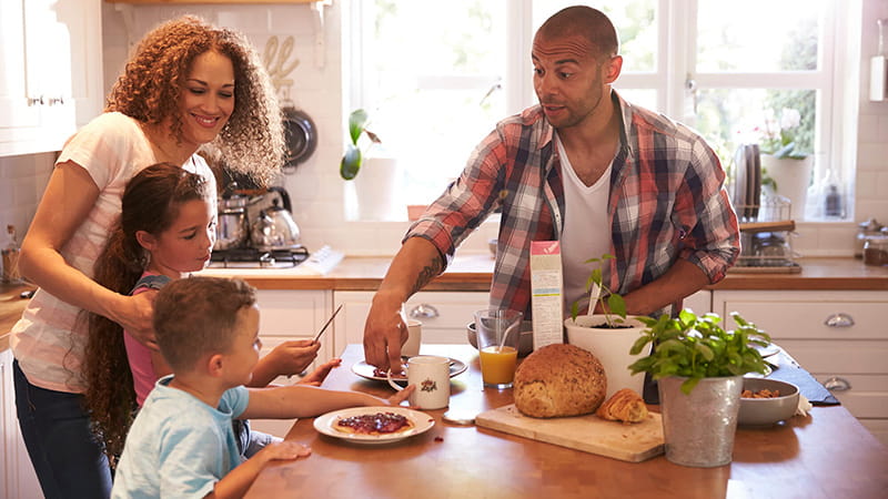 family eating breakfast