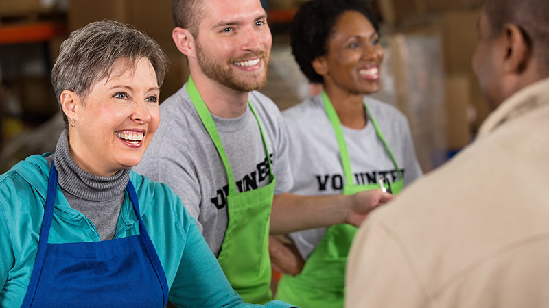 volunteers at work