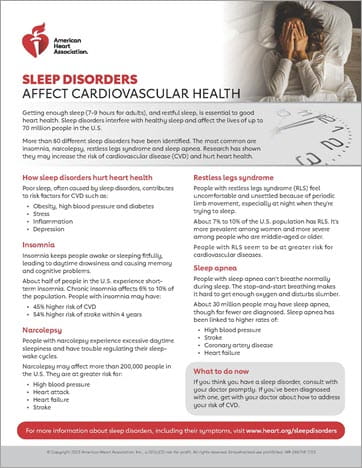 Sleep Disorders and CVD Health Fact Sheet