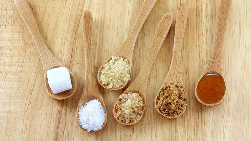 Various types of sugar