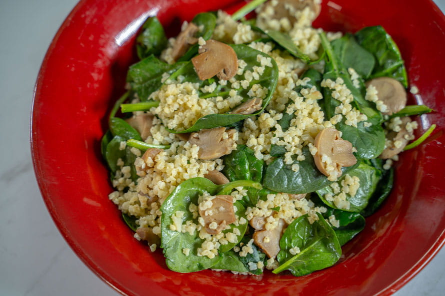 Warm Millet, Mushroom, and Spinach Salad Go Red for Women
