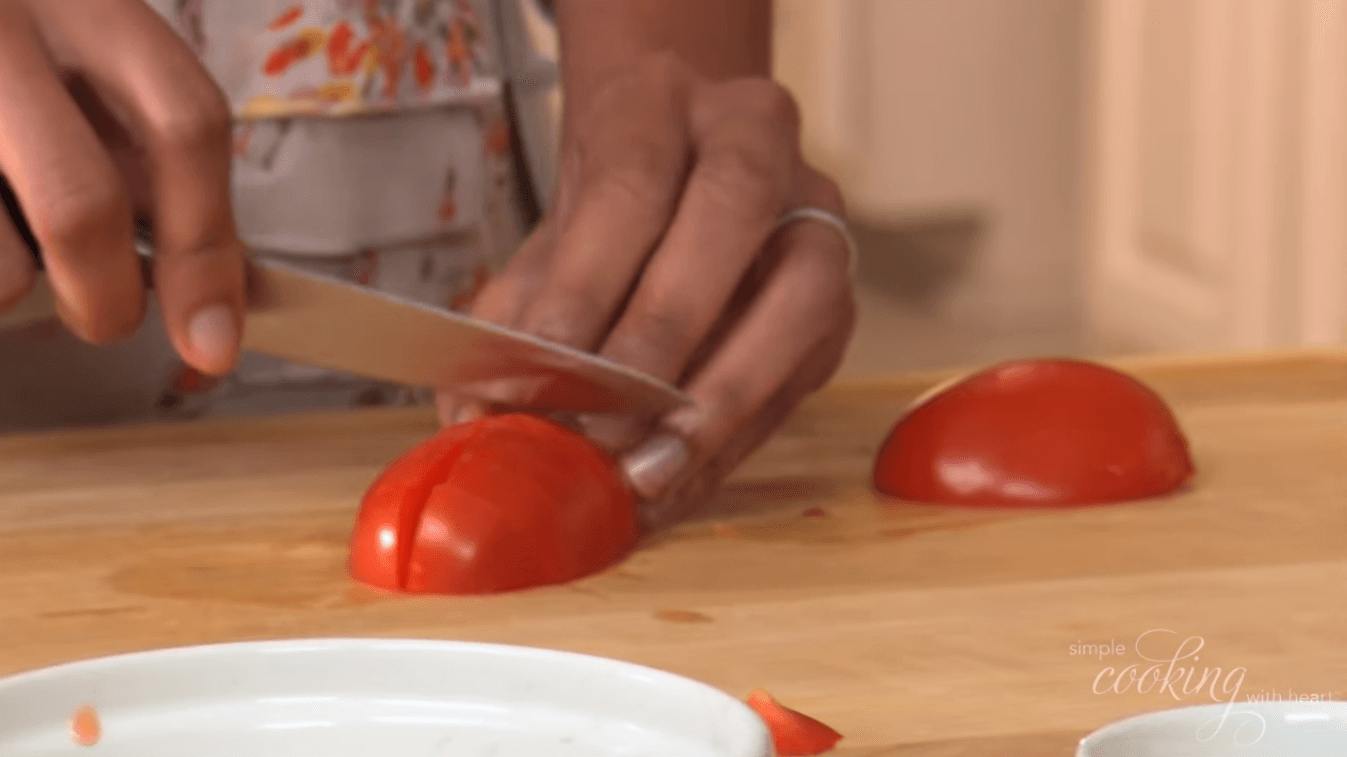 Tomates cortados en cubos