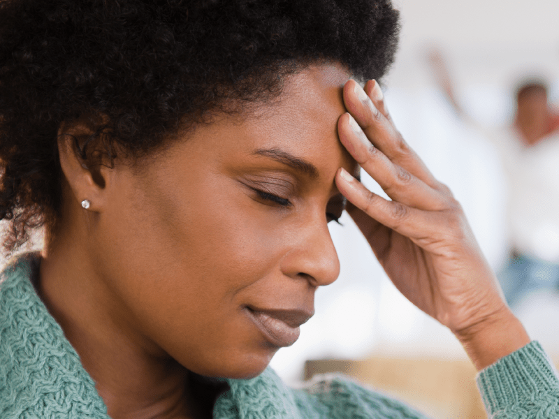 Stressed black woman. 
