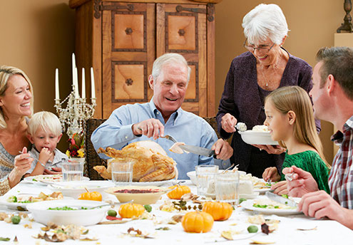 Family eating Thanksgiving meal