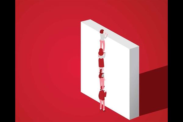 human ladder to climb a wall