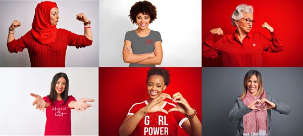 Women showing their Go Red gear