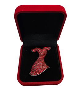 Crystal Red Dress Brooch