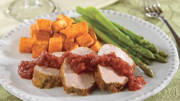 Curried Pork Tenderloin with Cranberry Chutney