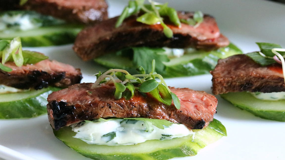 Spicy Korean Beef & Cucumber Appetizers