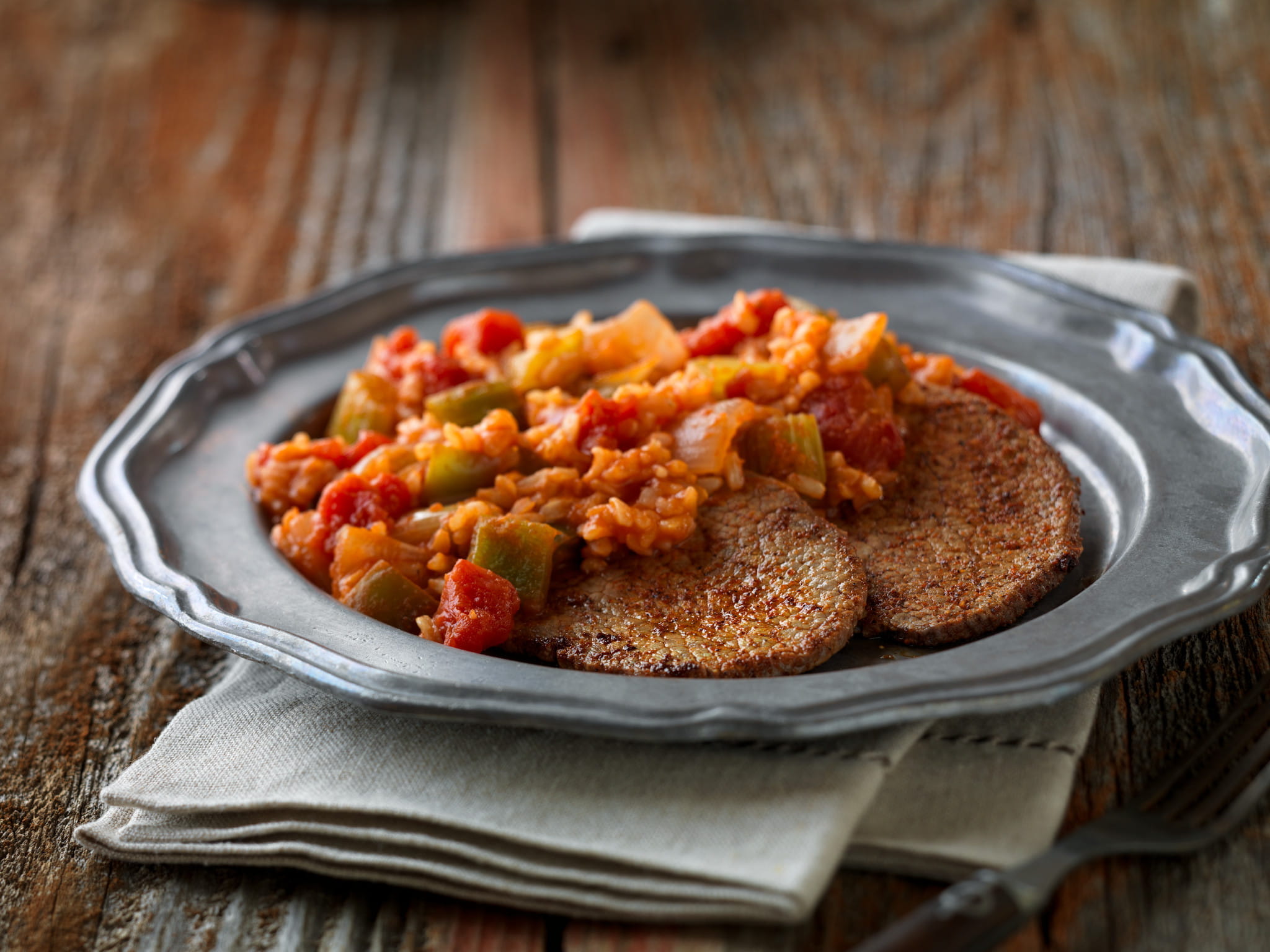Creole Steak with Jambalaya Rice