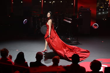 Sasha Pieterse on stage at the 2026 Red Dress Collection Concert