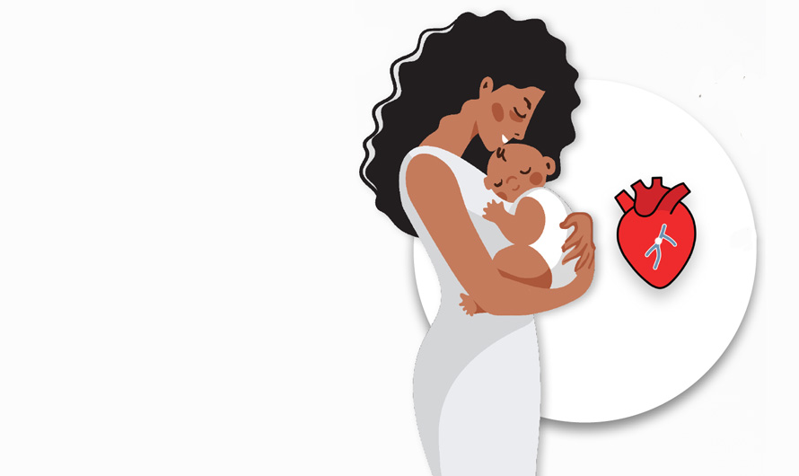 Illustration of a mom holding an infant