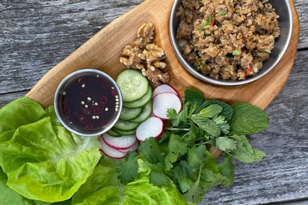 California Walnut Larb Lettuce Wraps