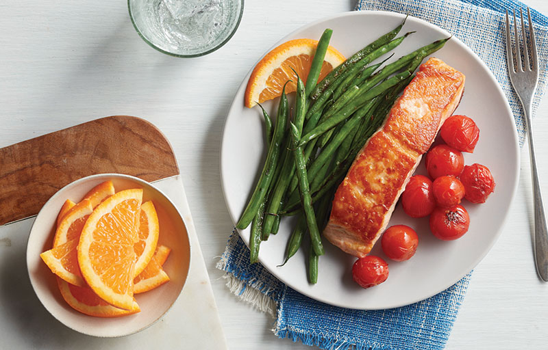 Orange Glazed Slamon With Green Beans