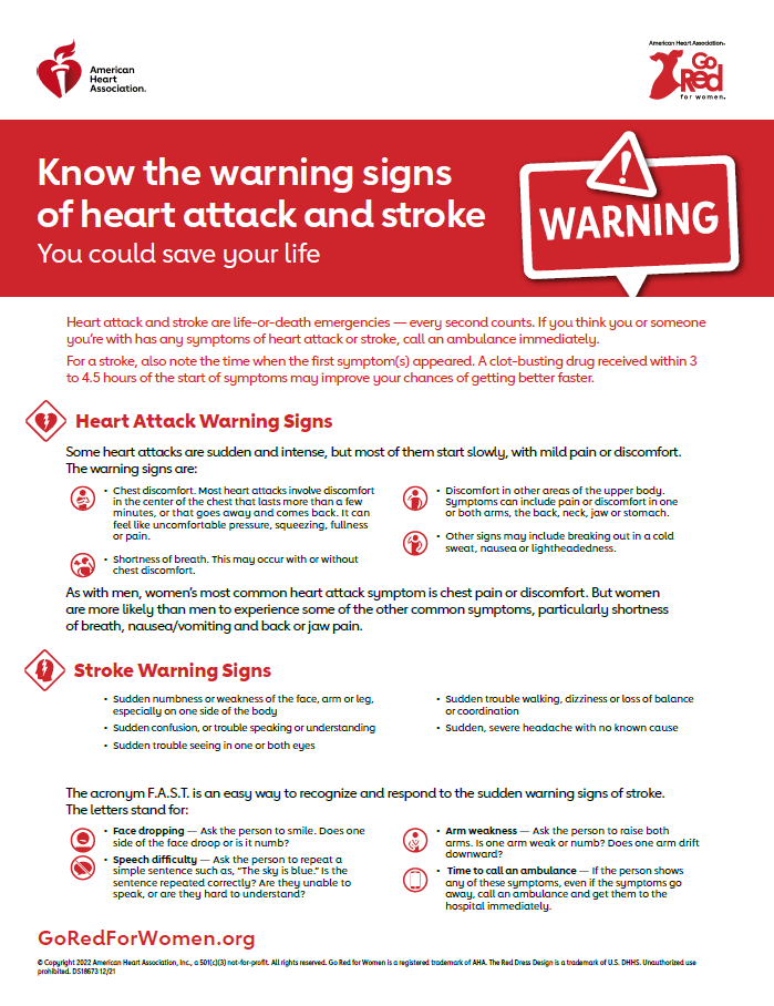 Heart Attack and Stroke Warning Signs
