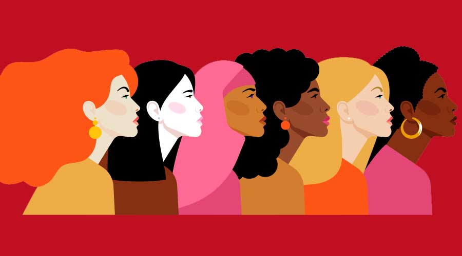 illustration profile of diverse women